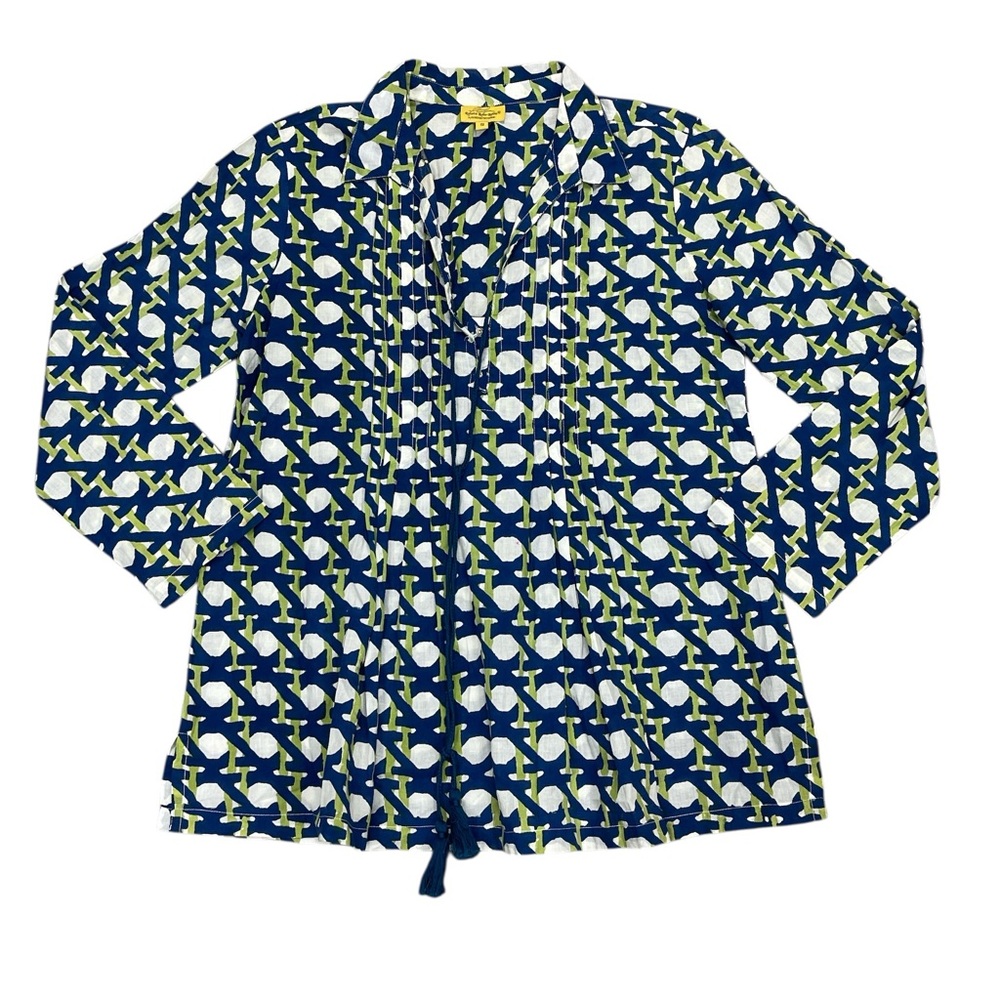 Roberta Roller Rabbit Blue Green Multi Color Tunic Top